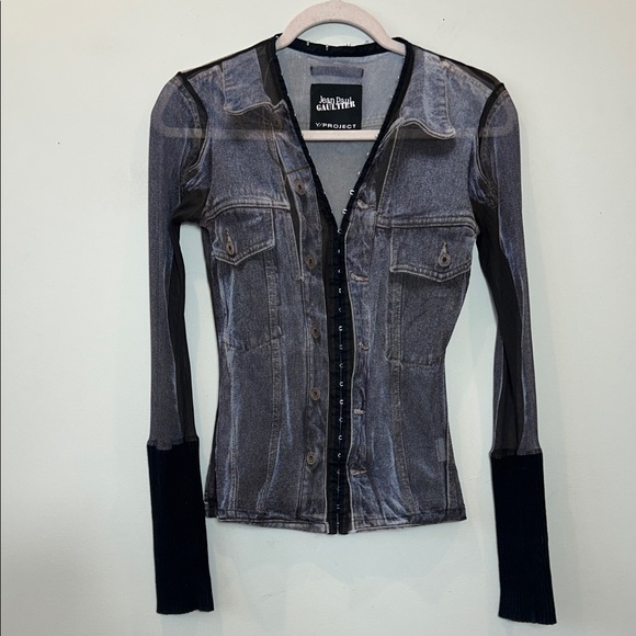 Jean Paul Gaultier Tops - Jean Paul Gaultier x Y/Project trompe l'oeil sheer denim top